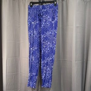 Blue floral pattern loose pants